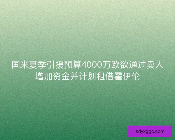 国米夏季引援预算4000万欧欲通过卖人增加资金并计划租借霍伊伦