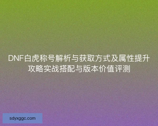 DNF白虎称号解析与获取方式及属性提升攻略实战搭配与版本价值评测