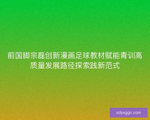 前国脚宗磊创新漫画足球教材赋能青训高质量发展路径探索践新范式